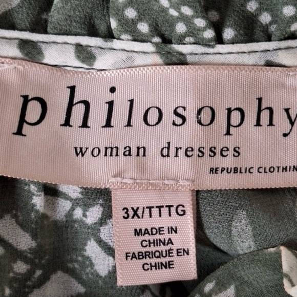 Philosophy Coquette Green White Cottagecore Abstract Sheer Prairie Midi Dress 3X - Picture 7 of 12